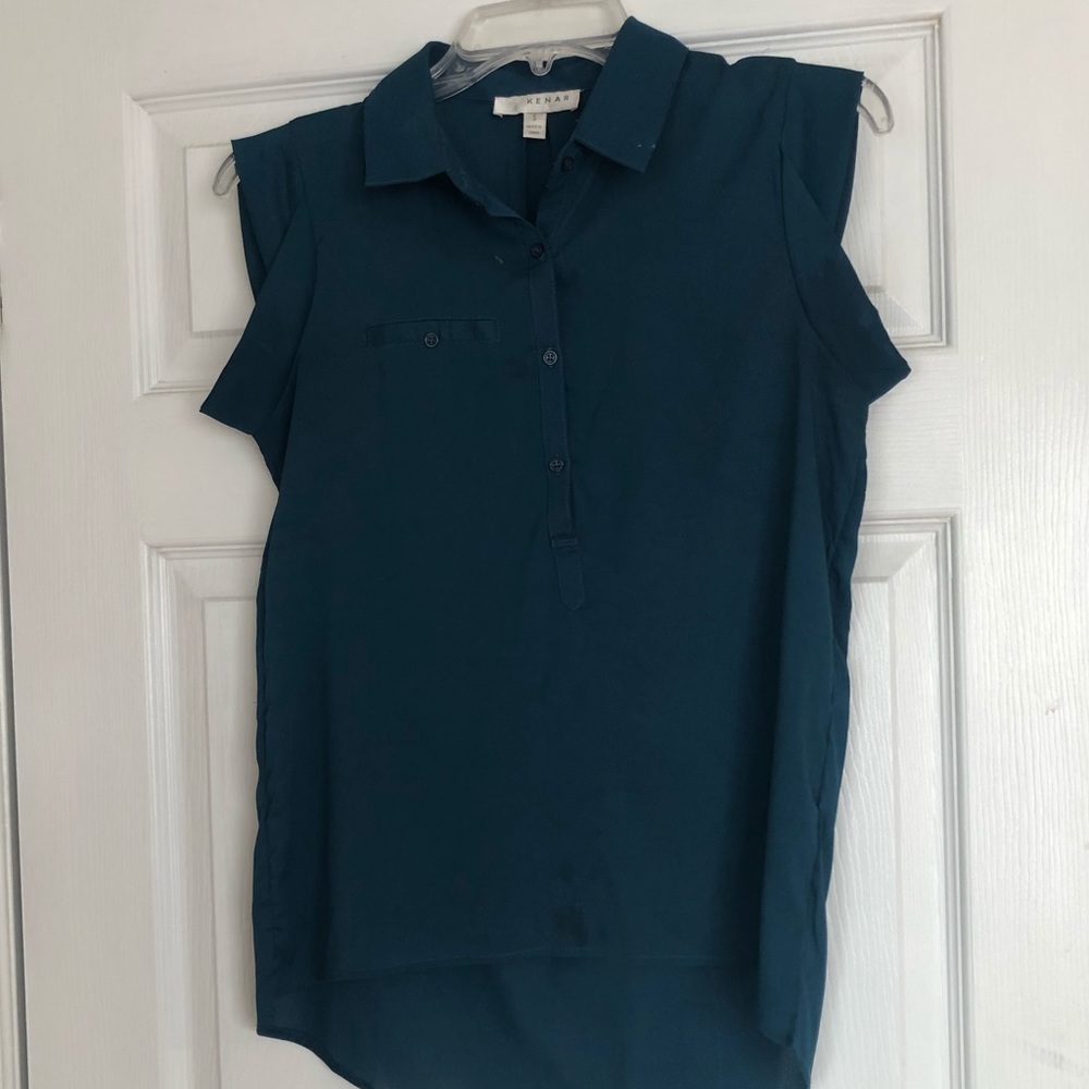 Blue sleeveless blouse